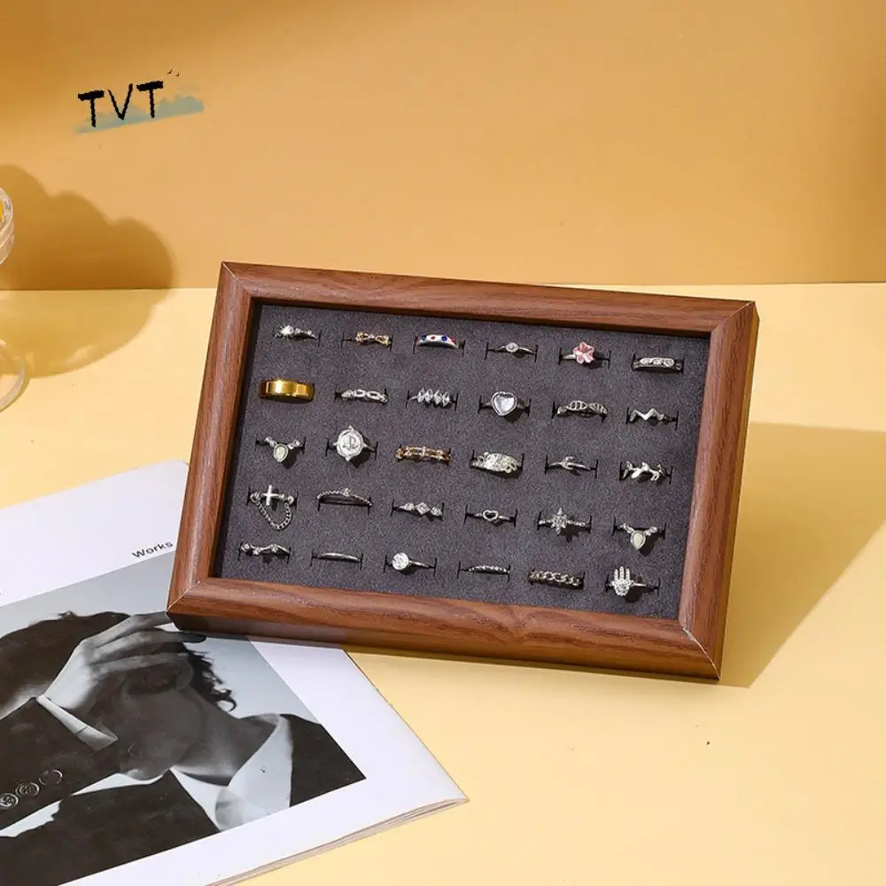 

30-слотовые модные подносы для ювелирных изделий, бархатные штабелируемые кольца, поднос для дисплея, большая емкость, экономия места, серьги-гвоздики, органайзер, брелок