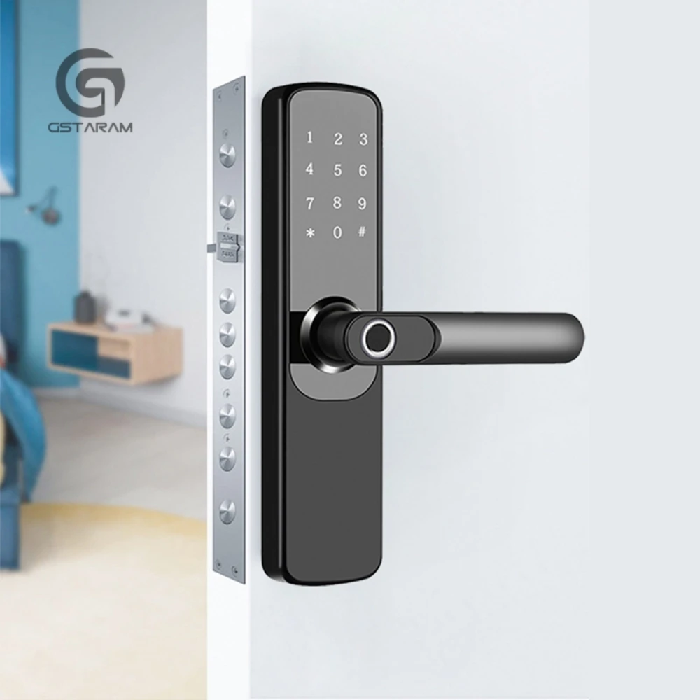 One Handle Indoor Wooden Door Fingerprint Lock Home Password Smart Door Lock Anti-Theft Electronic Lock