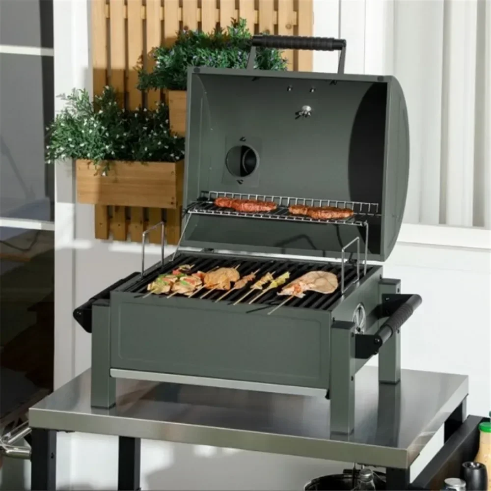 

Portable Charcoal Grill BBQ Grill A lid that seals in heat and flavor Warming rack Assembly required Outdoor Stove Camp Cooking