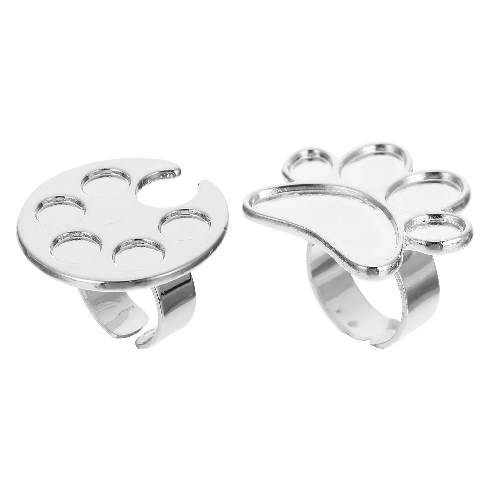 2pcs Mini For Nail Polish Palette Finger Ring Mixing 5-Well Makeup Tool Palette Tray Nail Art Polish Holder Ring