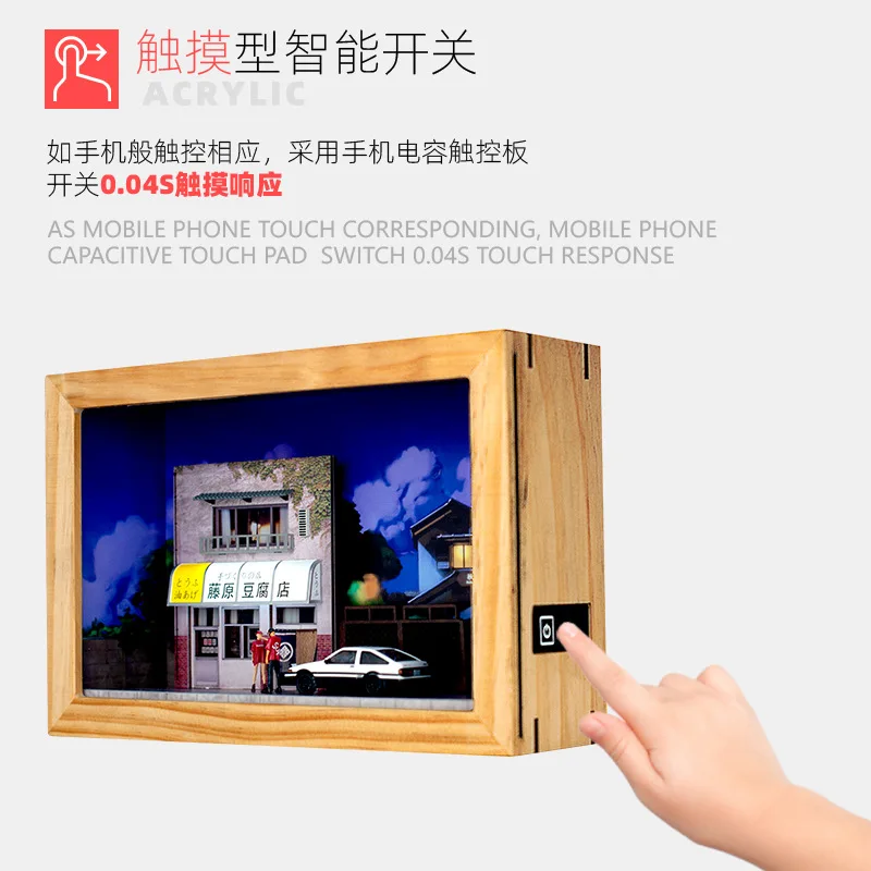 1:64 Fujiwara Tofu shop model animation scene picture frame wall hanging display box