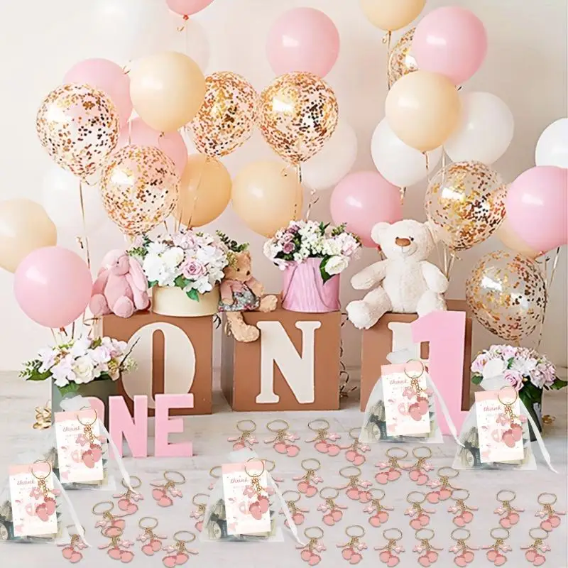 10-100sets New Heart-shaped Foot Baby Bottle Key Chain Perfect for Baby Gifts, Gender Reveal, Birthday The Perfect Party Gift