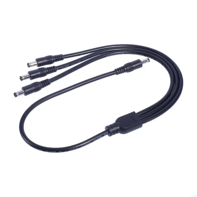 Y8AC 60cm DC5.5mmx2.1mm Splitter Cable 1 to 3 Way DC5521 Power Cord 12V10A Connectors Wire Line for LED Light Bar Monitors