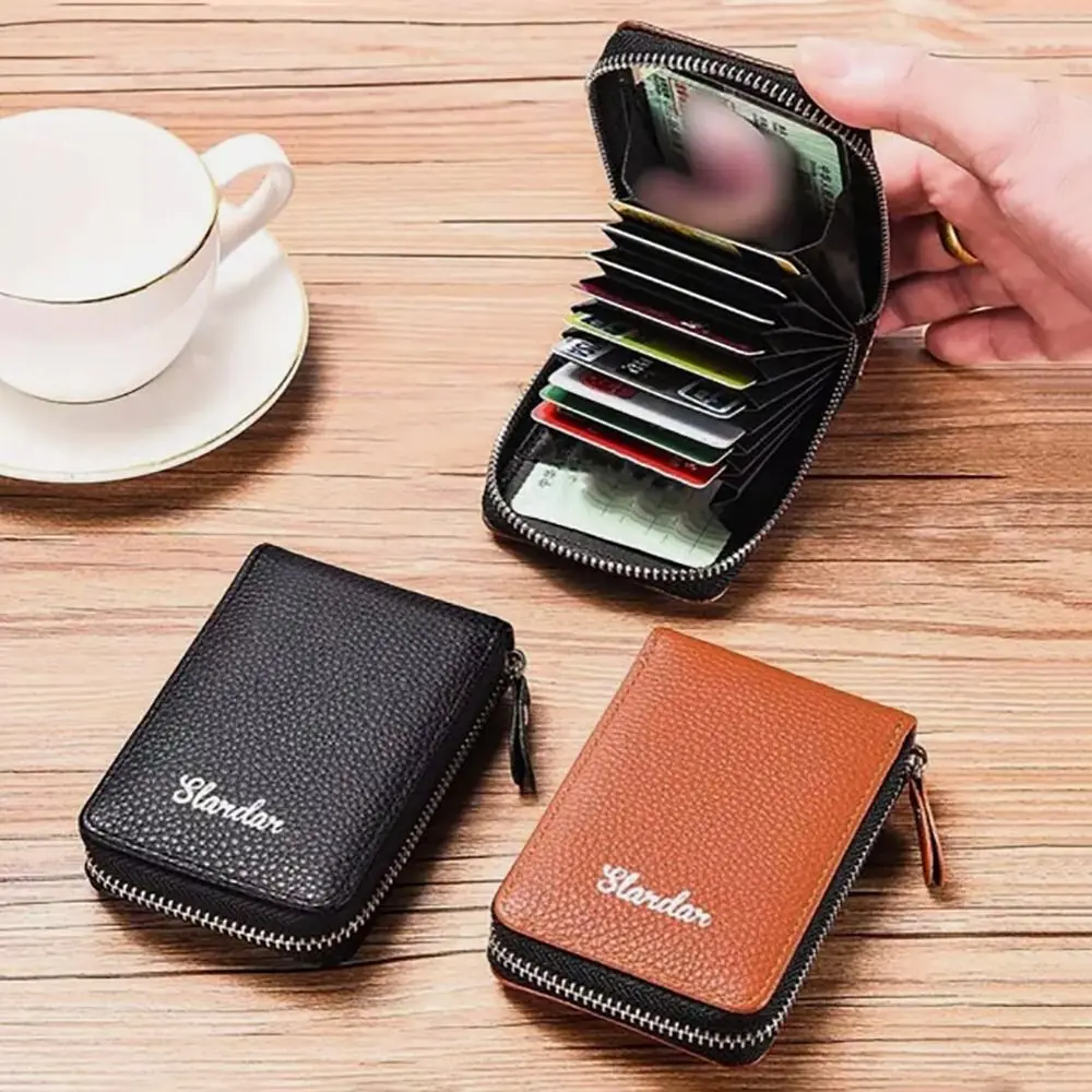 

New PU Card Bag Zipper Solid Color ID Card Holder Waterproof Short Coin Pouch Women