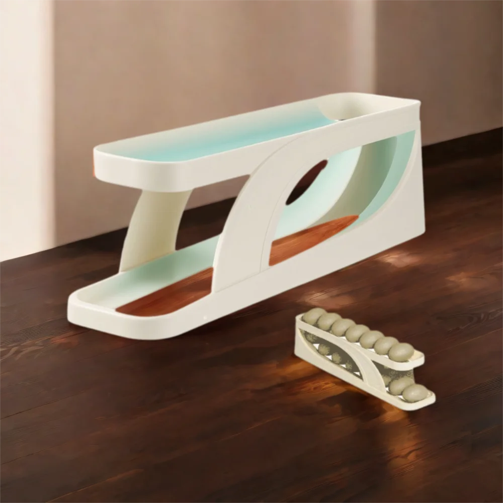 Automatic Scrolling Automatic Scrolling Egg Rack Rolldown Design Double-layer Egg Basket Container Refrigerator Egg Dispenser