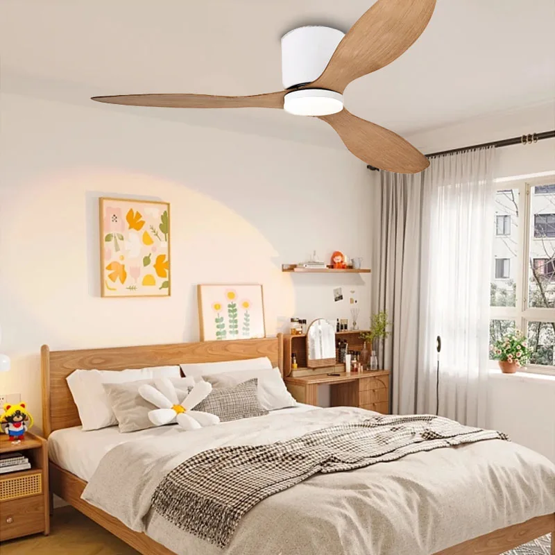 Modern 42 52 Inch Ceiling Fan Lights 6 Speeds Timing ABS Blade Low Floor Bedroom Living Room Ceiling Fan Lamp Remote Control Fan