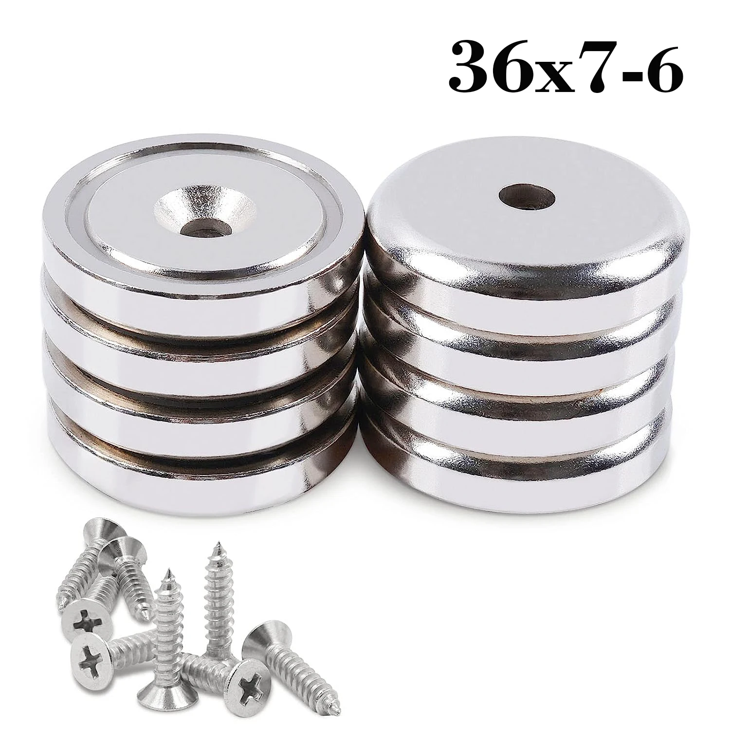 1/2/4/8Pcs 36x7 Hole 6mm Neodymium Magnet N35 NdFeB Round Disc Countersunk Magnet Super Powerful Strong Permanent Magnetic Imane