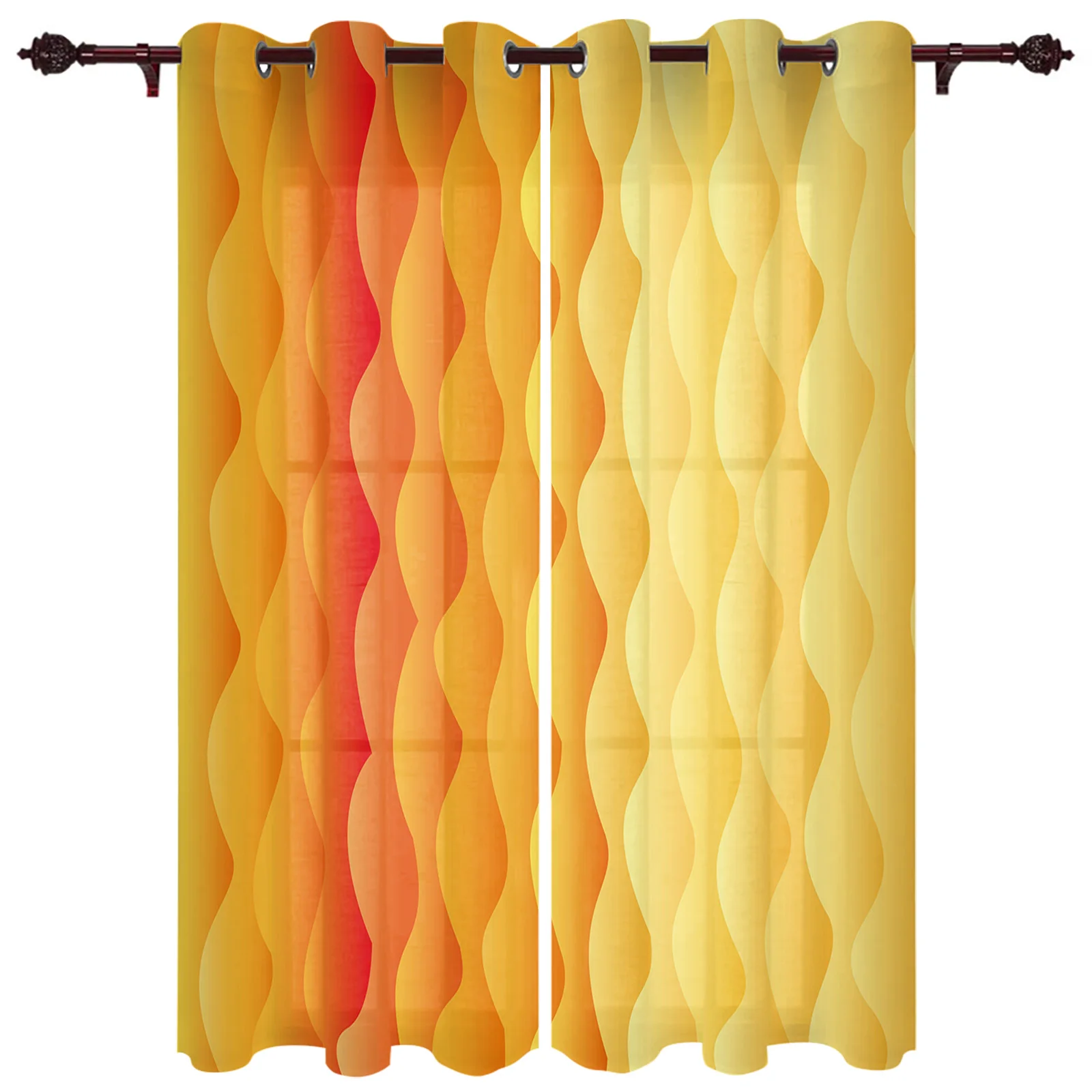 

Gradient Texture Wavy Gold Curtains for Kid Bedroom Home Decor Kitchen Balcony Drapes Print Living Room Window Curtain