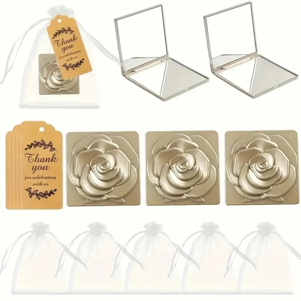 5 Sets mit je 15 Stück Hochzeitsgeschenken, faltbare quadratische Taschenspiegel, Brautjungfern-Geschenksets für Hochzeiten, Geburtstage und Partys