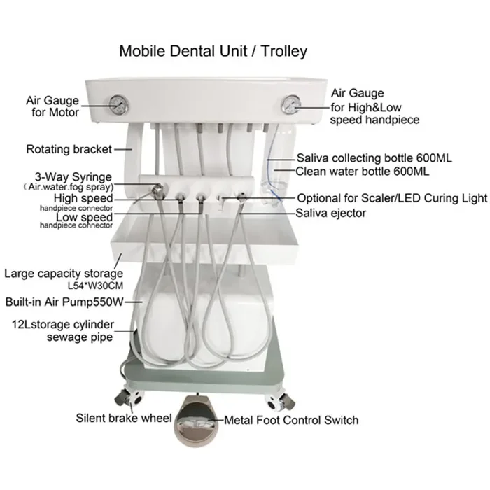 Luxury trolley mobile treatment table portable unit