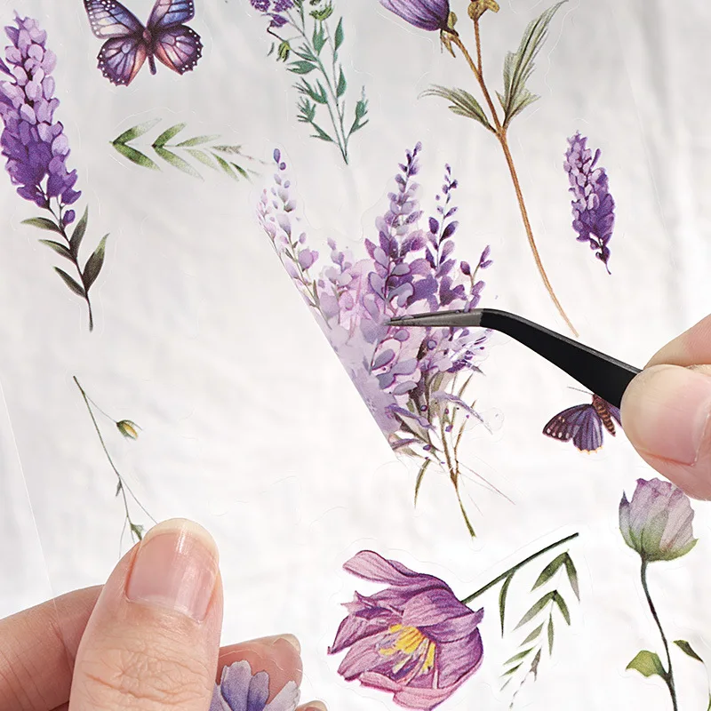 PET 녹색 식물 절단 필름 스티커, 창의적인 녹색 잎 스티커, 수제 콜라주 소재, 식물 텐트 스티커, 6 개