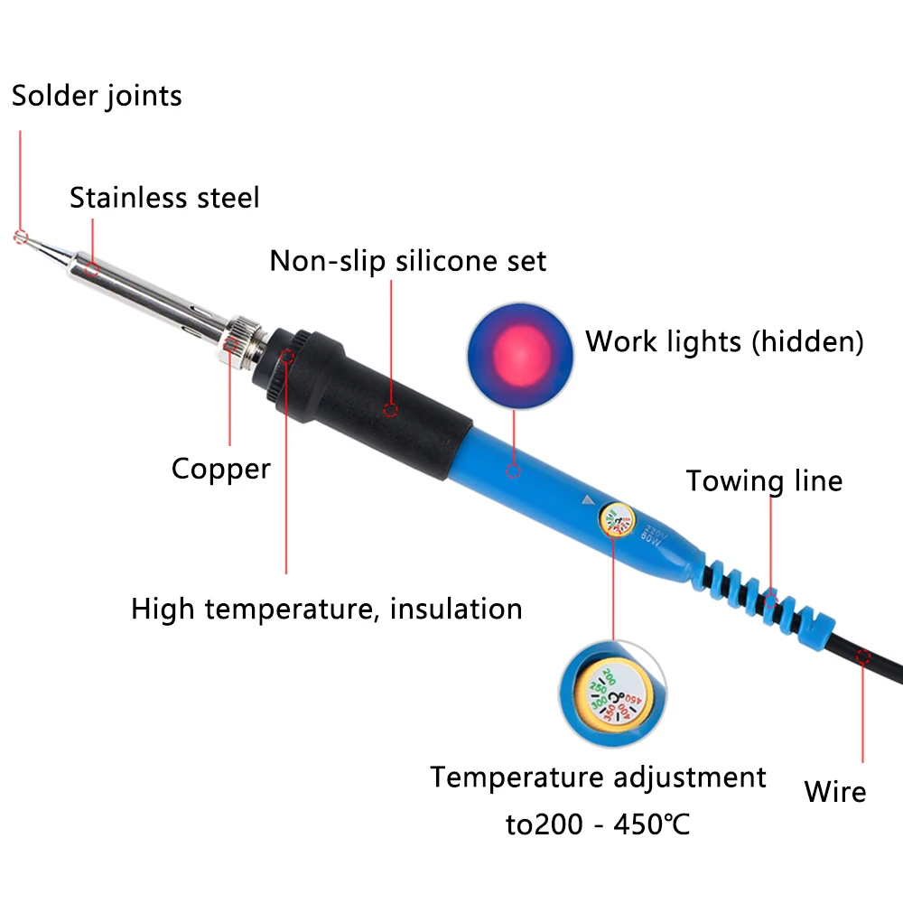 Kit saldatore riscaldatore ceramico 60W 14 in1 strumento di saldatura temperatura regolabile da 200 a 450 ° c con punte filo di saldatura