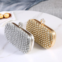 Diamond Evening Clutch For Women Wedding Golden Mini Purse Chain Shoulder Bag Small Hollow Out Crystal Party Handbag