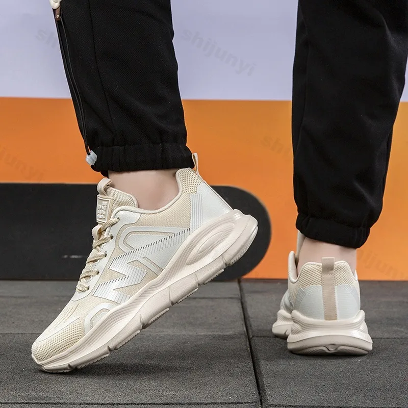 2025 New Men's Fashion Trend Casual Thick Soled Sports Shoes Fly Woven Breathable Comfortable Versatile Low Top Running Sneakers