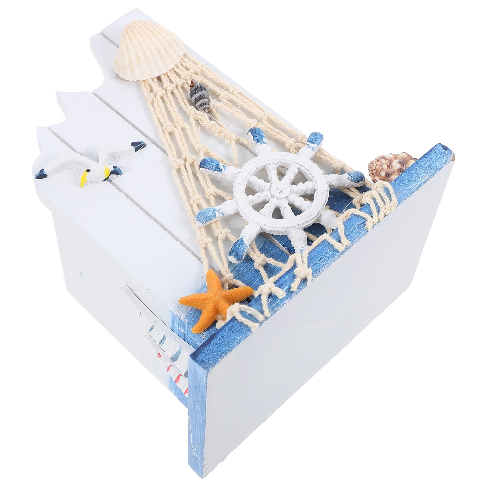 

Wooden Pen Nautical Theme Desk ganizer Beach Cup Storage Box Seaside Supplies Seaside Remote Control Holder Supplies
