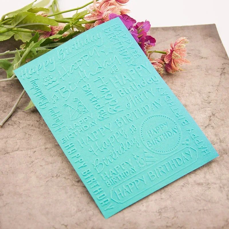 3D Embossed Folder for DIY Relief Craft Making Happy Birthday Pattern Background Greeting Card Scrapbooking No Stamp