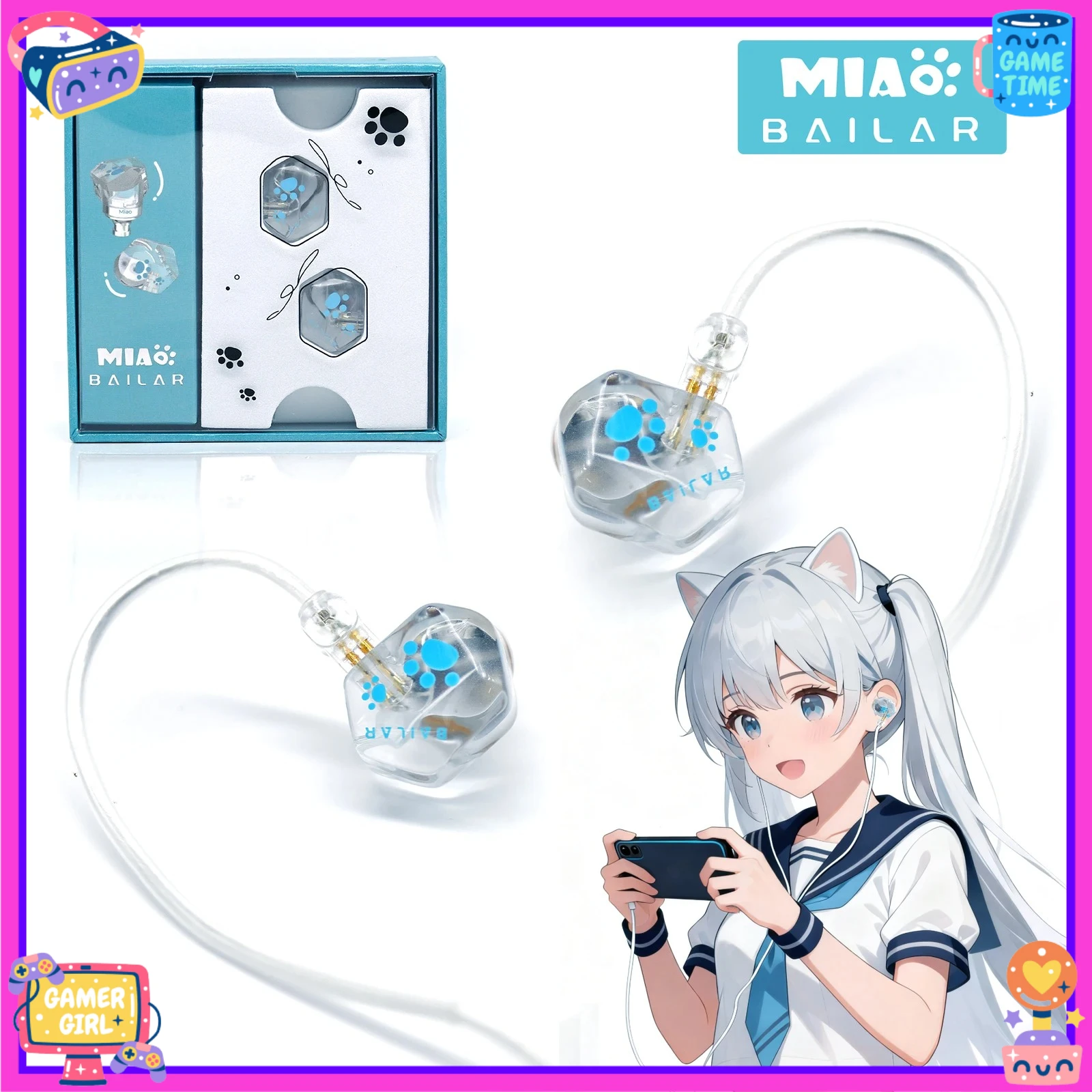 

MiaoMiao Gaming Headset Wired Earphones HIFI Music IEM In Ear Headphones Type C 3.5MM with detachable cable noise-canceling