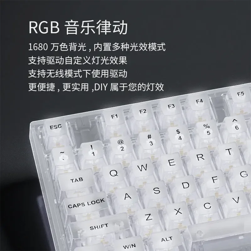 XINMENG X75 Mechanical Wireless Keyboard Transparent 3 Mode Keyboards Hot-swap Gasket Backlit Kailh Switch Custom Gamer Keyboard