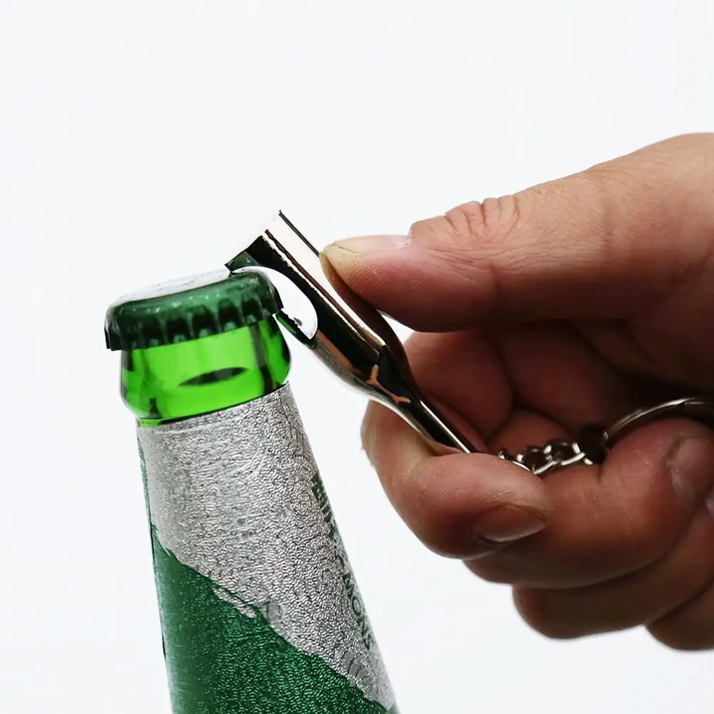 Camping Zinc Alloy Travel Key Chain Wine Bottle Shaped Opener Key Ring