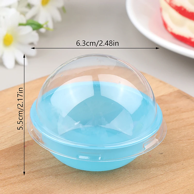 10Pcs Round Plastic Cake Box Packaging Egg-Yolk Puff Mooncake Container Transparent Packing Box With Lid Party Decoration