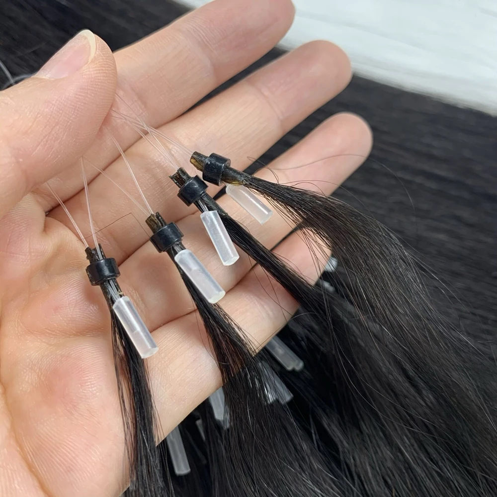 Micro Loop Hair Extensions capelli umani Micro Link Micro Ring 18 "-22" 0.5g/strand 100pcs capsula di cheratina capelli lisci naturali