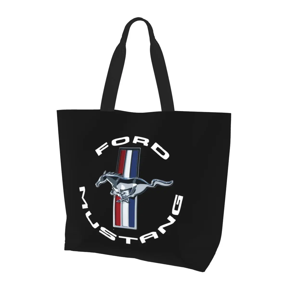 

Ford Mustang Shopping Tote Bag Canvas Large Capacity Shoulder Bags Shopper Grocery Handbag for Women