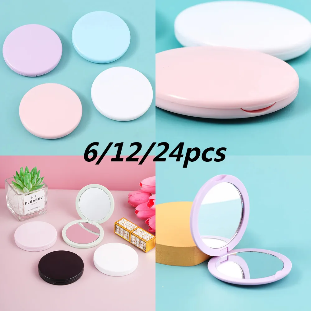 

6/12/24 шт. круглое сложенное двустороннее оптовое милое мини-раскладушка для студентов портативное карманное маленькое зеркало «сделай сам»