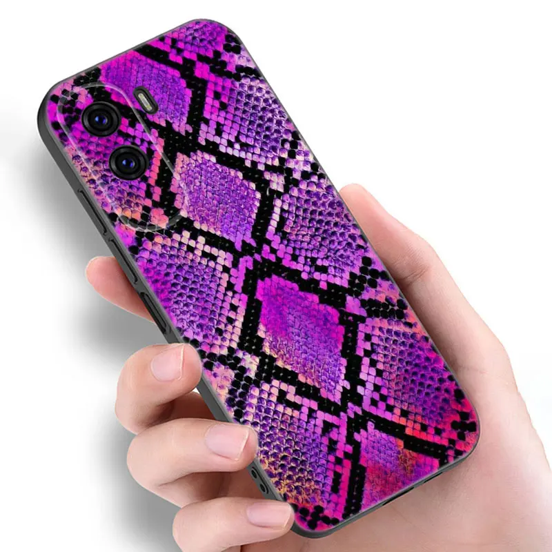 Sexy Python Snake Skin Phone Case For Huawei Honor 70 90 Lite X40 GT X50 i X5 Plus X6A X6S X7A X8A X8B X6 X7 X8 X9 4G X9A X9B 5G