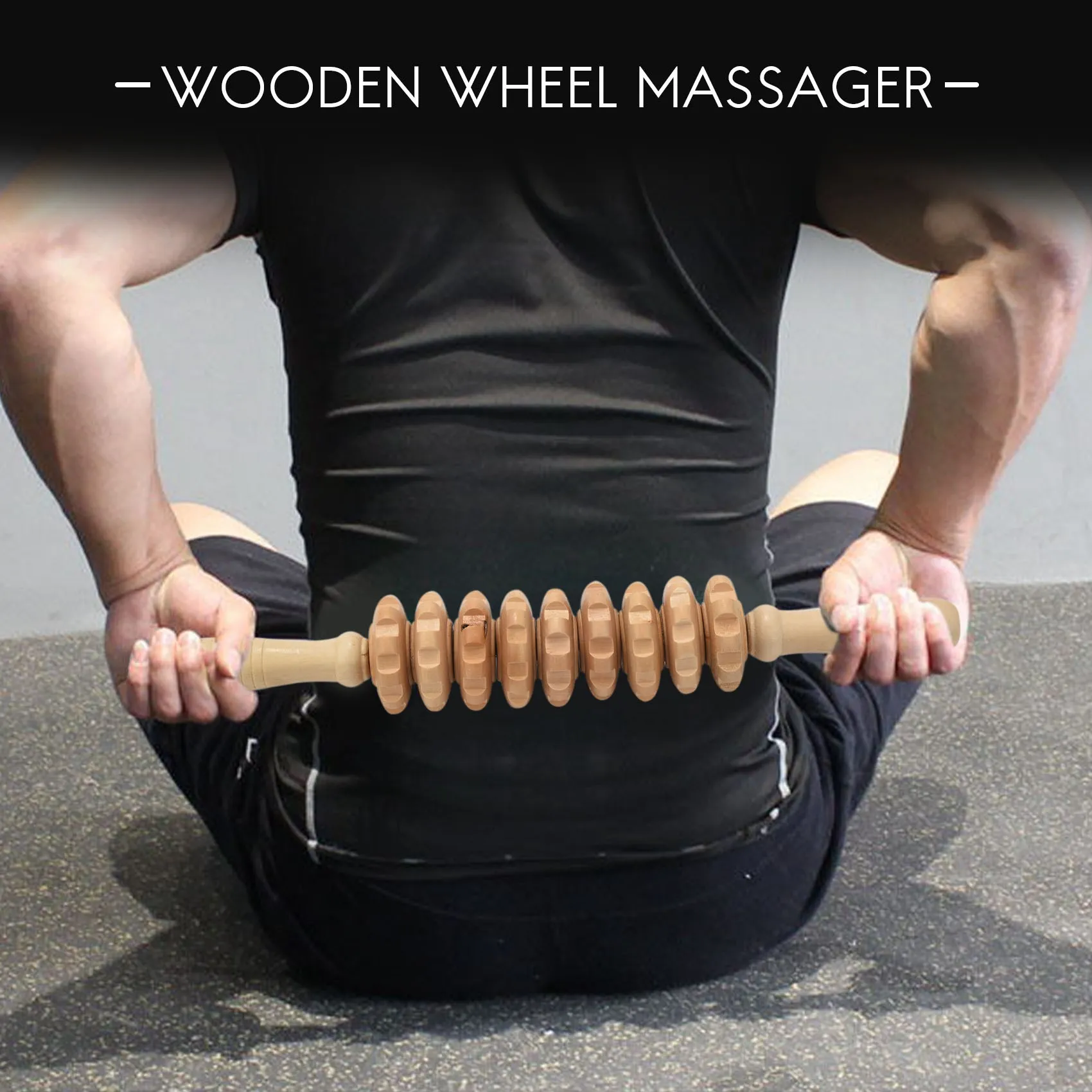 

Lady Home Wooden Wheel 9 Rollers Belly Health Massager
