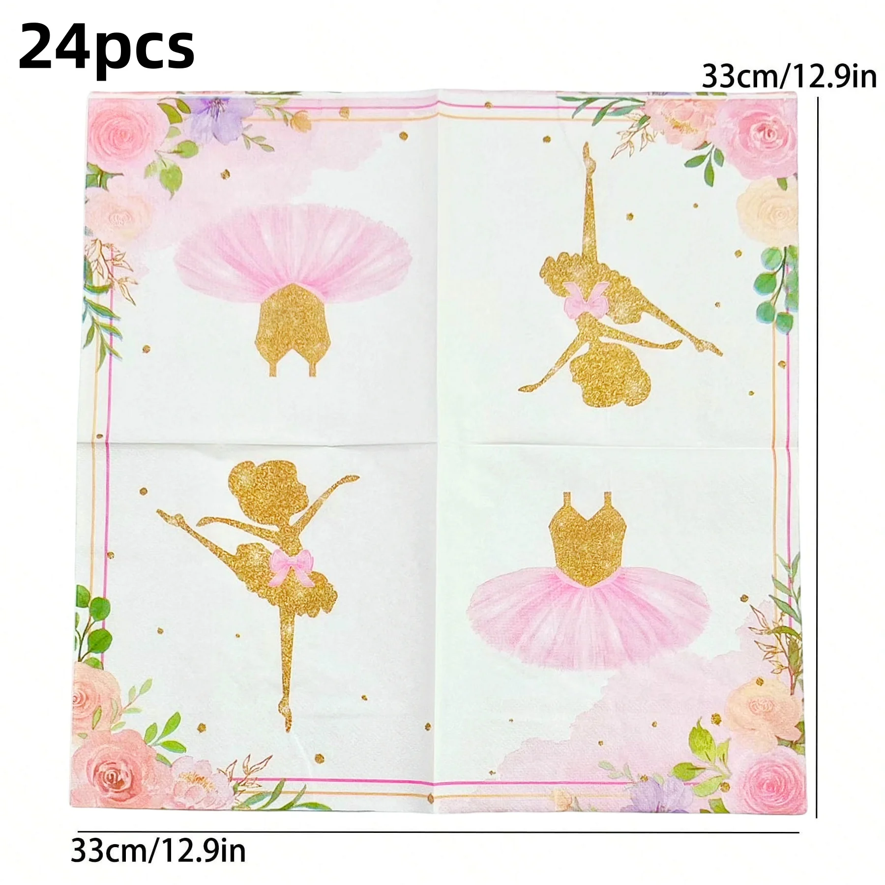 24pcs/48pcs Ballerina Decorative Napkin Disposable Napkin Ballerina,tutu and Bow Elements for Holiday Birthday Party Decoration Add Highlights for