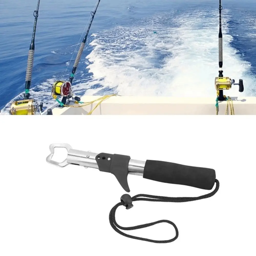

2PCS Portable Stainless Steel Fish Lip Gripper EVA Handle with Wrist Strap Fish Lip Grabber Fish Lip Holder Saltwater Fishing