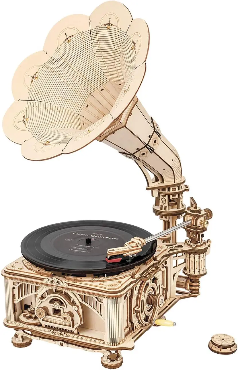

3D Wooden Puzzle, Classical Mechanical Model Kit to Build, Best Gift for Teens Adults - Gramophone