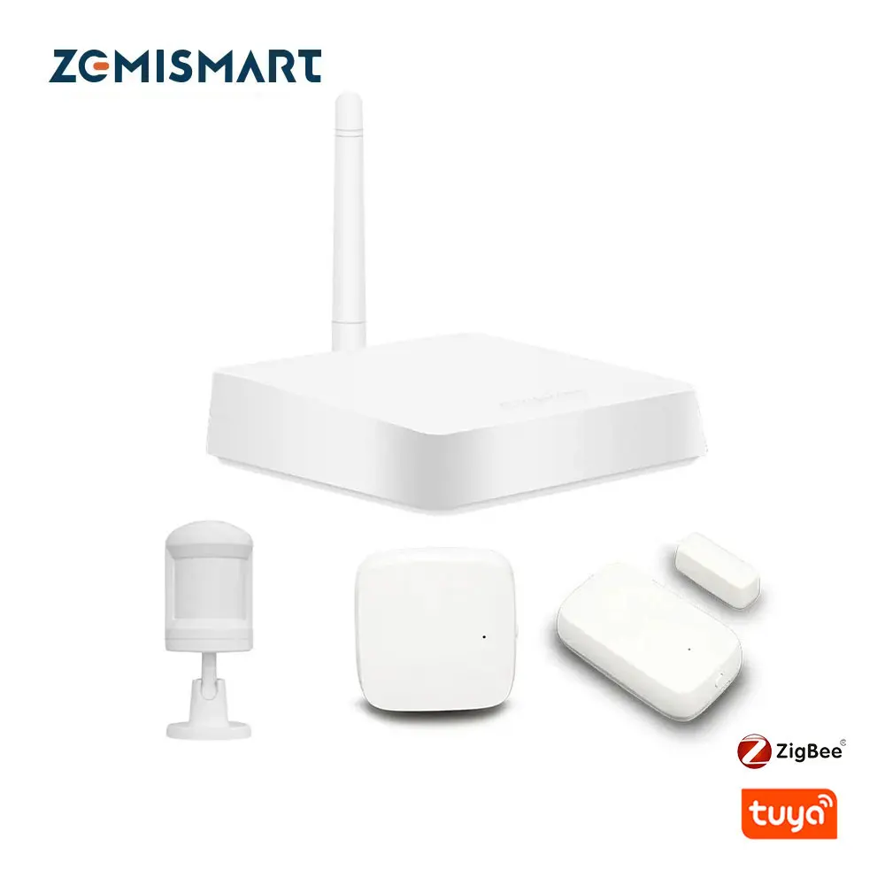 Zemismart Tuya Zigbee Hub sensore PIR intelligente sensore porta sensore di umidità della temperatura domotica Kit di allarme di sicurezza della