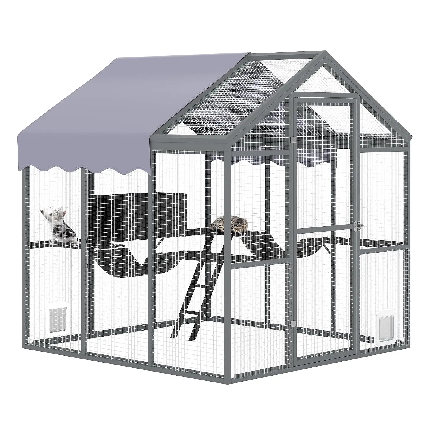 Extra Large Outdoor Cat Enclosure with UV-Proof Cover for Multiple Cats, Customized
