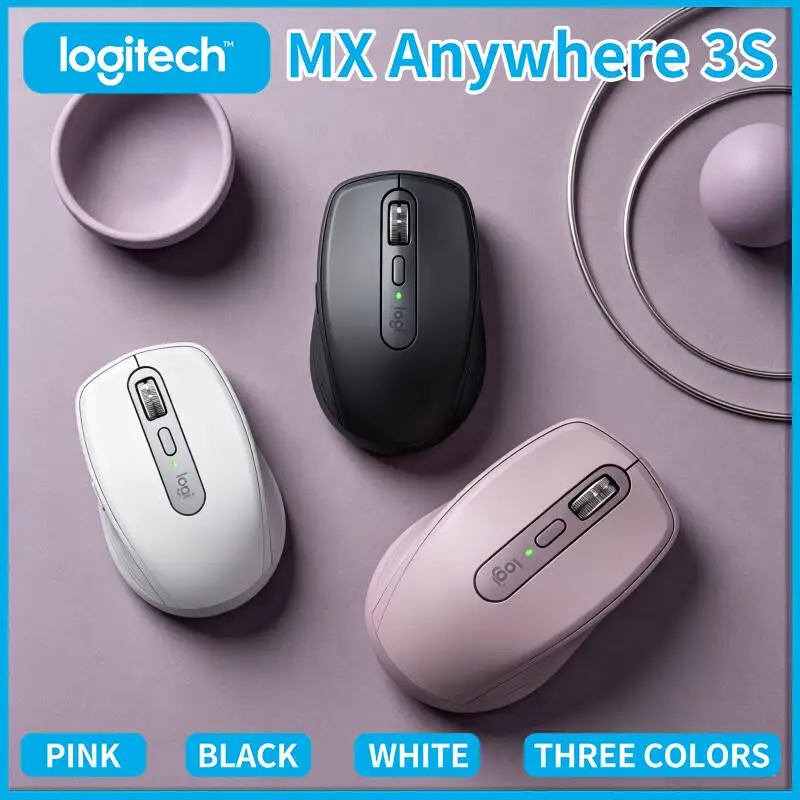 Logitech MX Anywhere 3S Productivity Mouse - 8000 DPI, MagSpeed Wheel, USB-C Fast Charge, Office Use, Compact Build