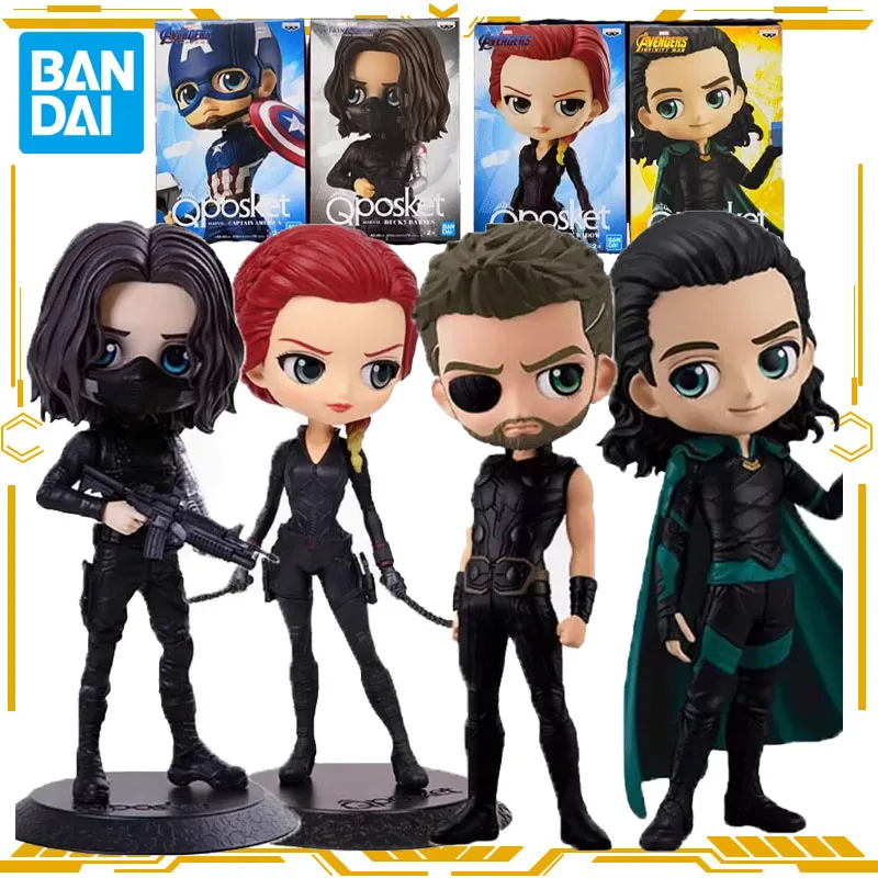 Bandai genuíno super-herói viúva negra loki soldado de inverno bucky barnes feito à mão filme boneca modelo ornamento brinquedo presente local