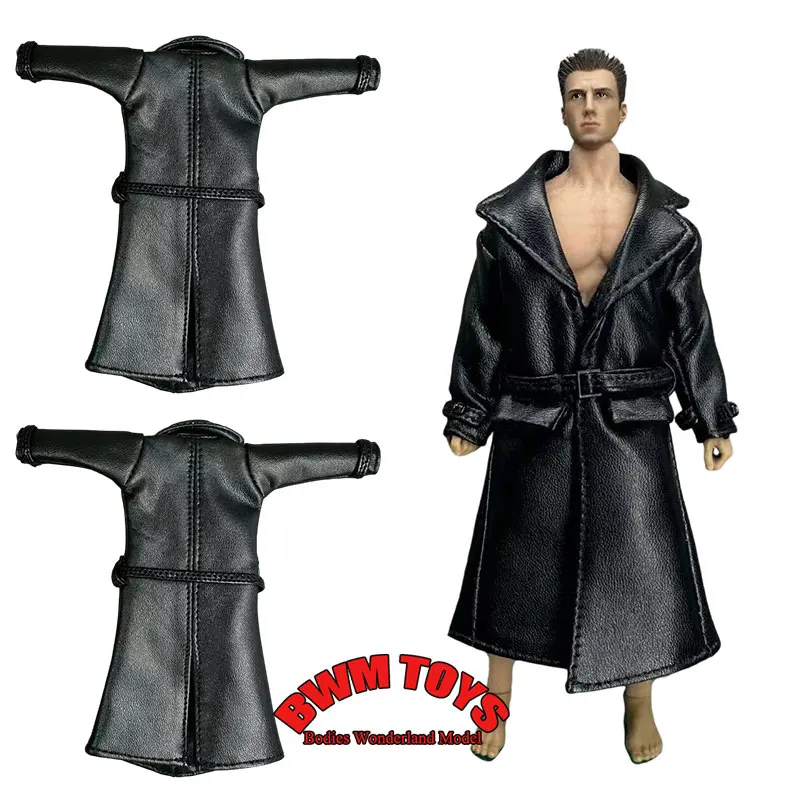 

In Stock 1/12 Male Soldier Motorcycle Black Overcoat Leather Windbreaker Model Clothes For 6'' Nota Action Figure Doll Body