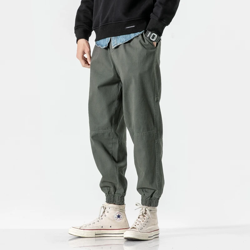 

Мужские повседневные брюки в американском стиле, весенне-осенние, модные, универсальные, с манжетами, длинные, зауженные, в стиле галифе