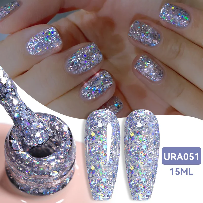 Ur açúcar 15ml espumante glitter série gel unha polonês outono inverno arte do prego verniz semi permanente embeber fora gel uv para unhas