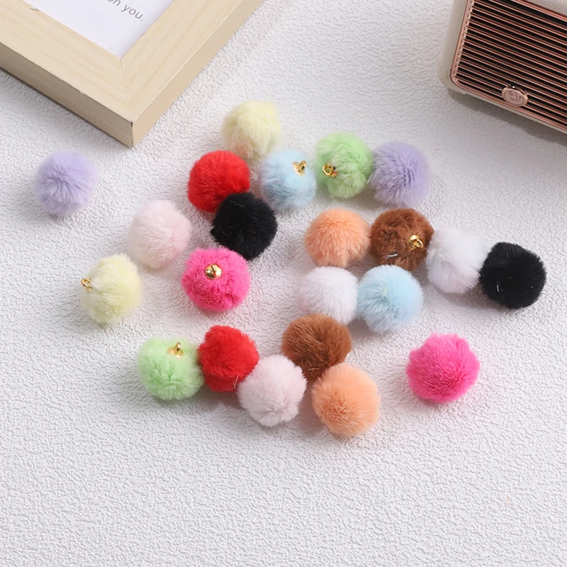 5Pcs Colorful Pom Pom Soft Furry Ball Pendant Pompones Crafts For DIY Phone Lanyard Keychain Earring Jewelry Accessories