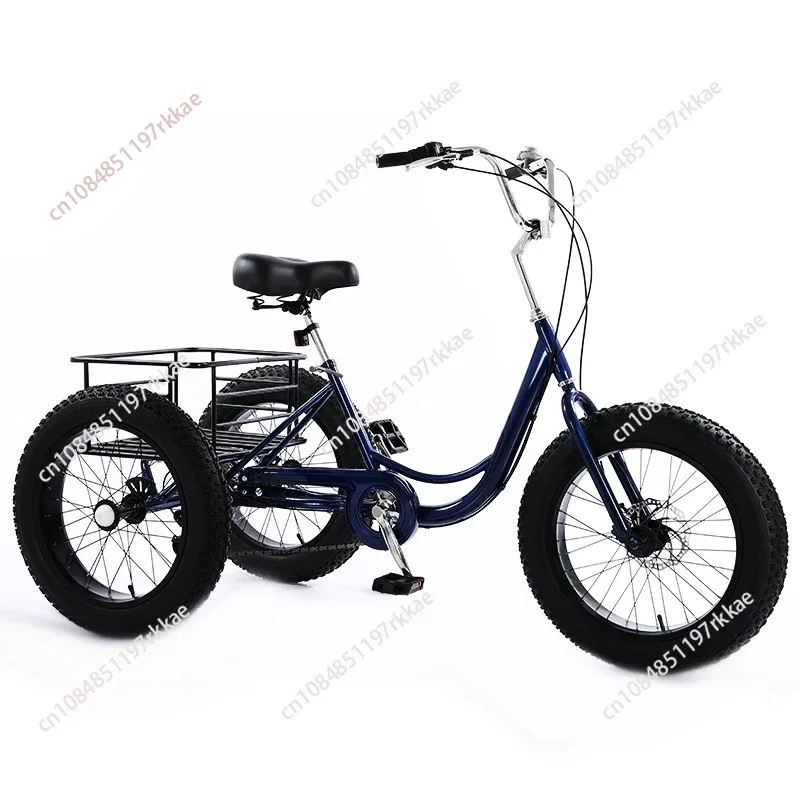 

20-Inch Fat Tire Tricycle, Human Pedal Snow Tricycle, Adult and Elderly Vegetable Basket Car
