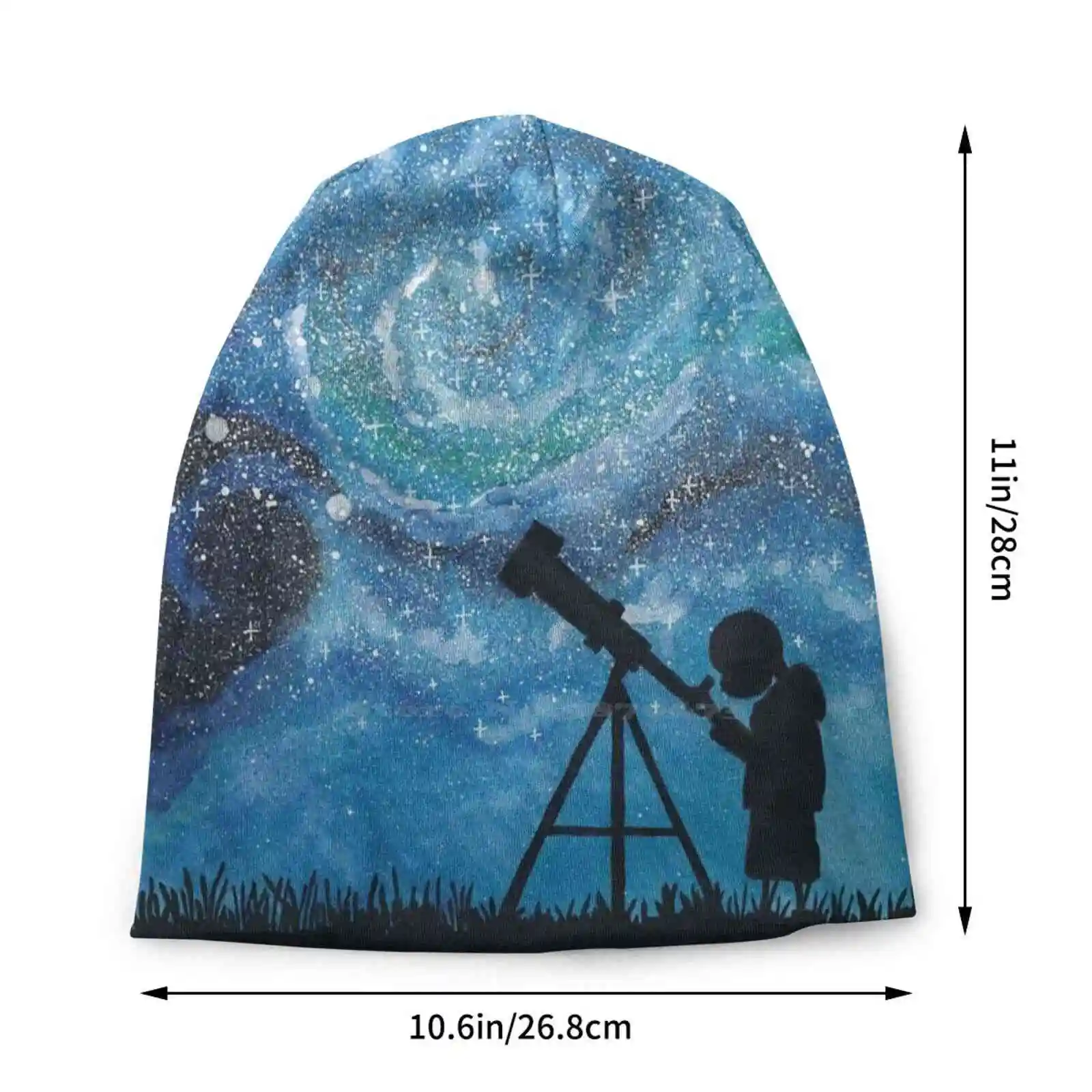 Observing The Universe ~ Watercolor Painting Knitted Hat Warm Beanie Outdoor Caps Watercolor Stars Space Starry Sky Night Sky