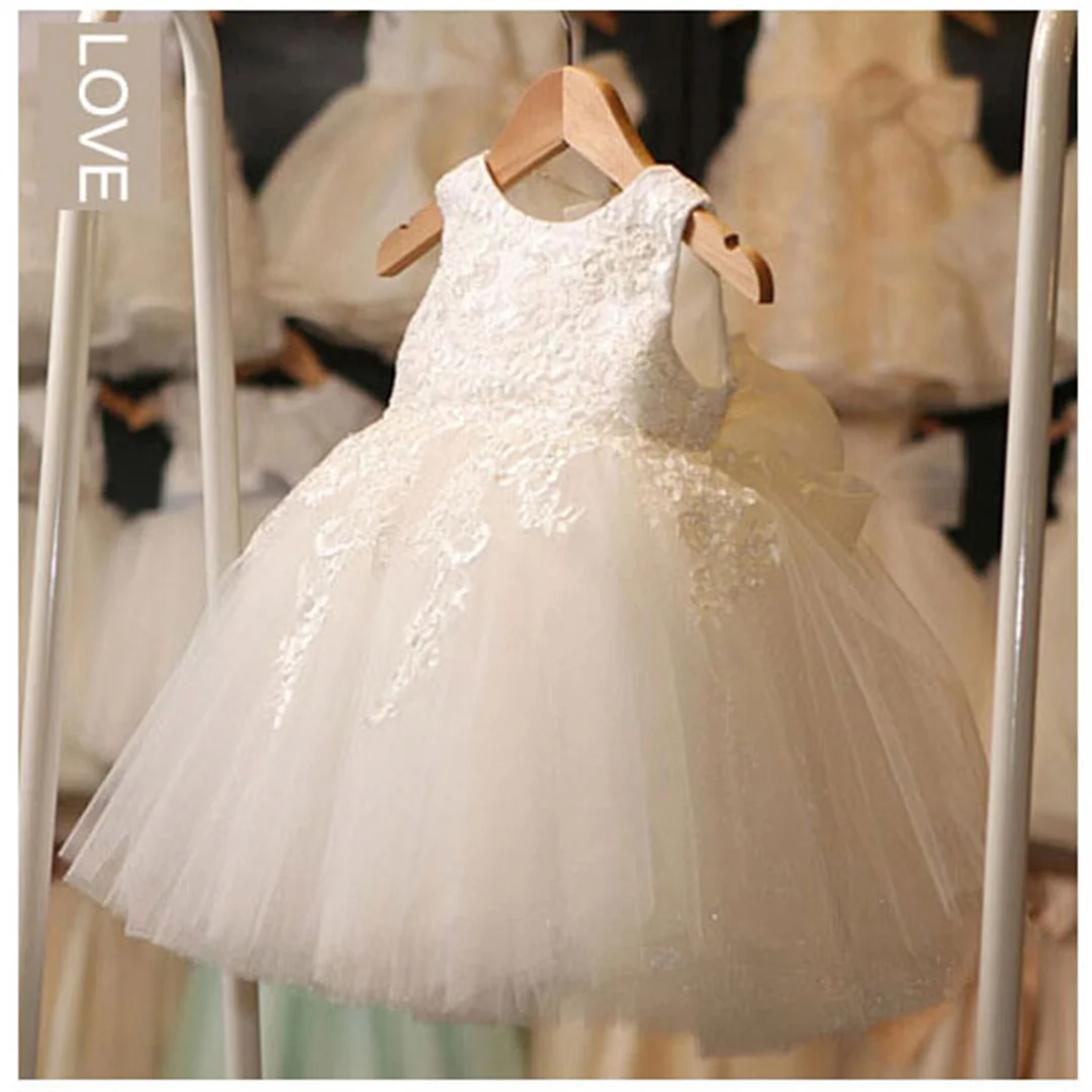 Abiti da prima comunione per ragazze 2016 Brand Tulle Lace Infant Toddler Pageant Flower Girl Dress per matrimoni e compleanni