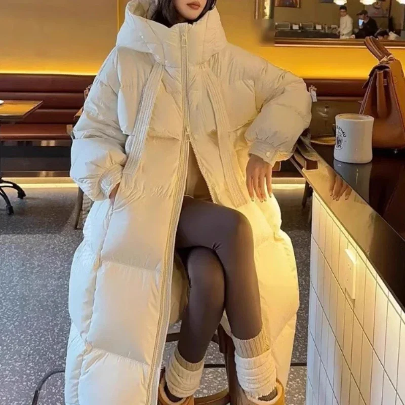 Doudoune à Capuche pour Femme, Parka Imperméable, Épaisse, Chaude, Longue, Parkas en Canard Blanc, Légère, Luxe, Mode Haut de Gamme, Hiver 2024