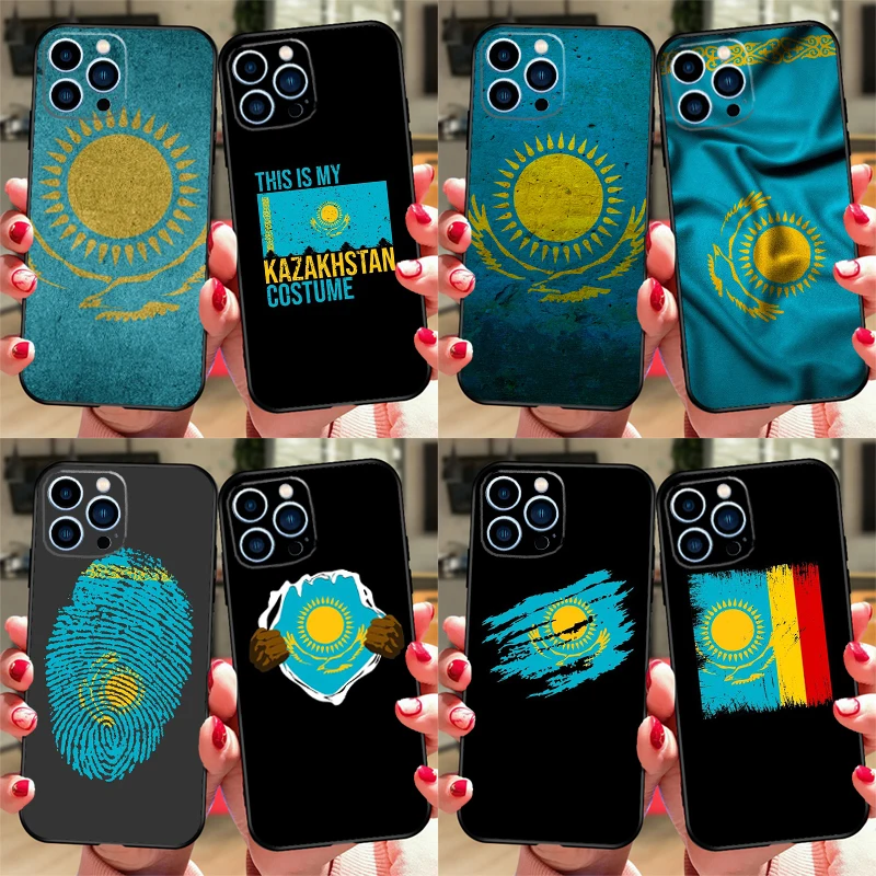 Kazakhstan flag Phone Case For iPhone 16 15 11 12 13 14 Pro Max Mini X XS XR Plus SE2 Funda Coque Capa Cover