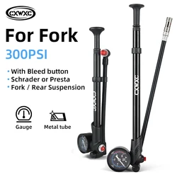 300psi High Pressure Bicycle Pump For Fork / Rear Suspension Shock Absorber With Gauge & Bleed Button CNC Mountain Bike Air Pump