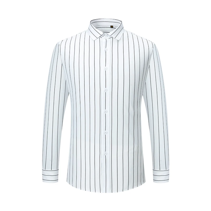100S Men's Pure Cotton  Men's Vertical Striped Dress Shirts  Casual Long Sleeve Button-down Non Iron Cotton Shirt