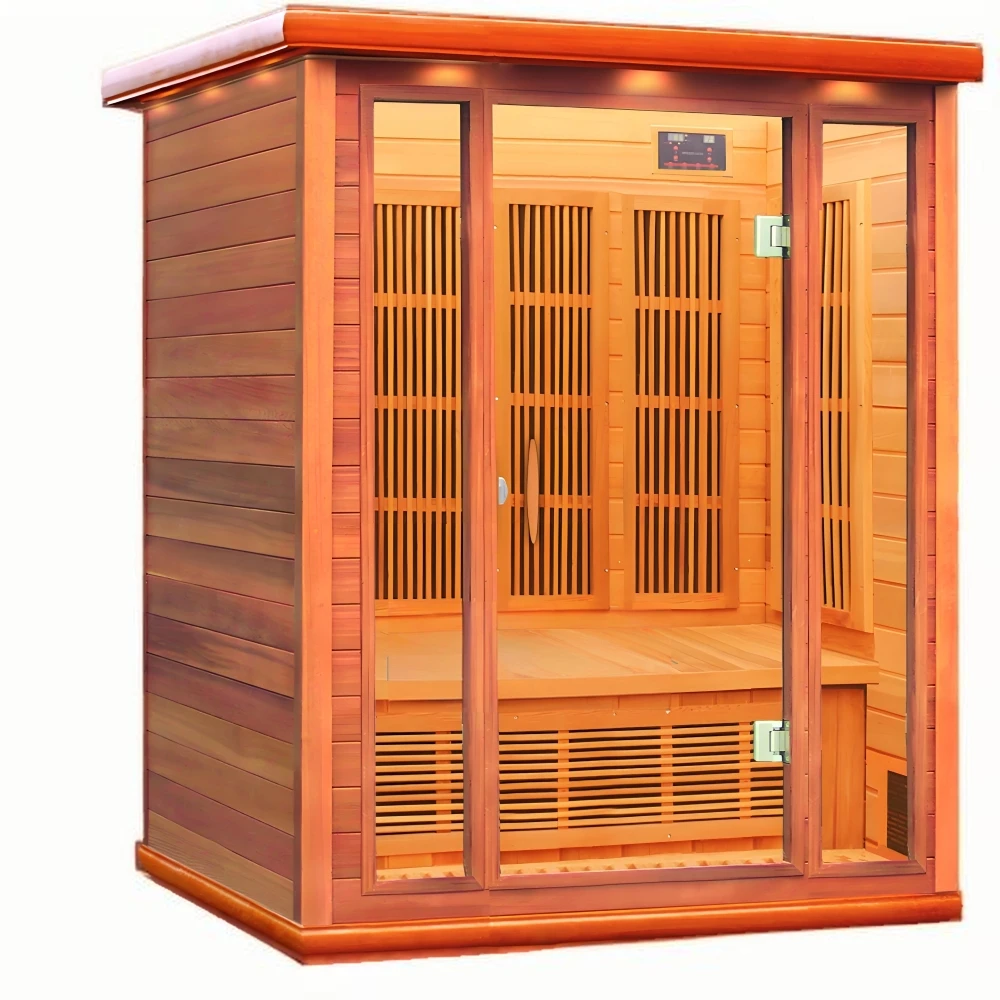 

ss-300C High Quality 3-Person Canadian Wood Sauna Room with Digital Controls and Far Infrared Carbon Heater for Indoor Use