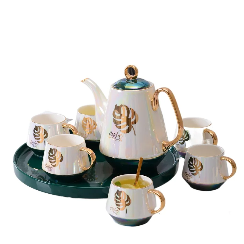 Gilt light luxury set tea set living room home storage housewarming creative teapot drinking water cup cold kettle with plate