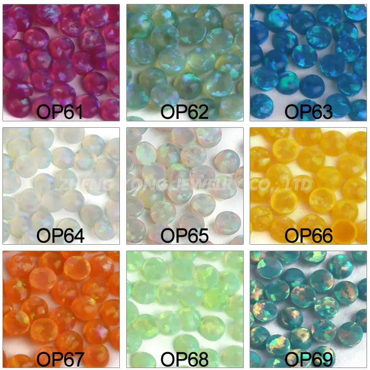 1 Piece for Each Color, Mix Color, 3mm to 7mm, Synthetic Opal Round Cabochon Cut Beads for Jewelry Making